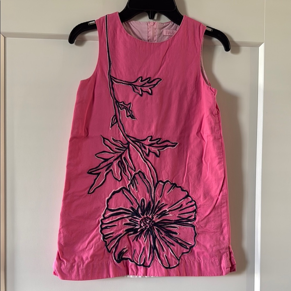 Lilly Pulitzer Poppy Razzie Pink Sleeveless Shift Dress, EUC, Girls Size 7